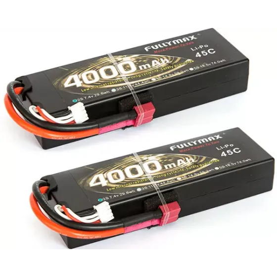 Аккумулятор Fullymax 7.4V 4000mAh Li-Po 2S1P 45C, T-plug HardCase (2 шт.) фото 1