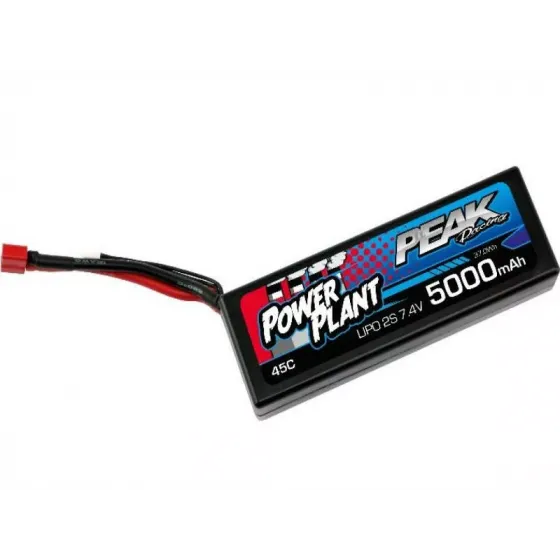 Аккумулятор Peak Racing Power Plant Lipo 5000mah 7.4 V Deans Plug 45C (Black case) 12AWG фото 1