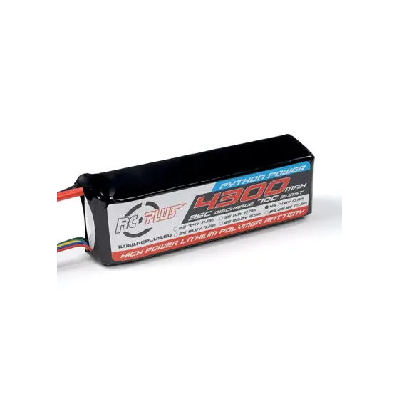 Аккумулятор RC Plus PYTHON Li-Po 14.8V 4300 mAh 4S1P 35C T-plug  Soft Case фото 1