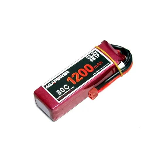 Аккумулятор AGA POWER Li-Po 1200mAh 22.2V 6S 30C Softcase 26x34x105мм T-Plug фото 1