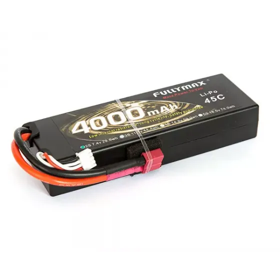 Аккумулятор Fullymax 7.4V 4000mAh Li-Po 2S1P 45C, T-plug HardCase фото 1