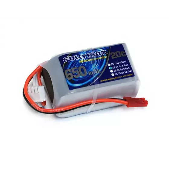 Аккумулятор Fullymax 11.1V 650mAh Li-Po 3S 20C JST фото 1