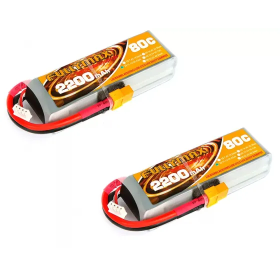 Аккумулятор Fullymax 11.1V 2200mAh Li-Po 3S 80C XT60 (для T-REX 450) (2 шт.) фото 1
