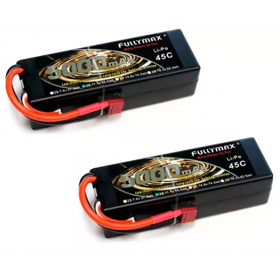Аккумулятор Fullymax 11.1V 5000mAh Li-Po 3S1P 45C, T-plug HardCase (2 шт.) фото 1