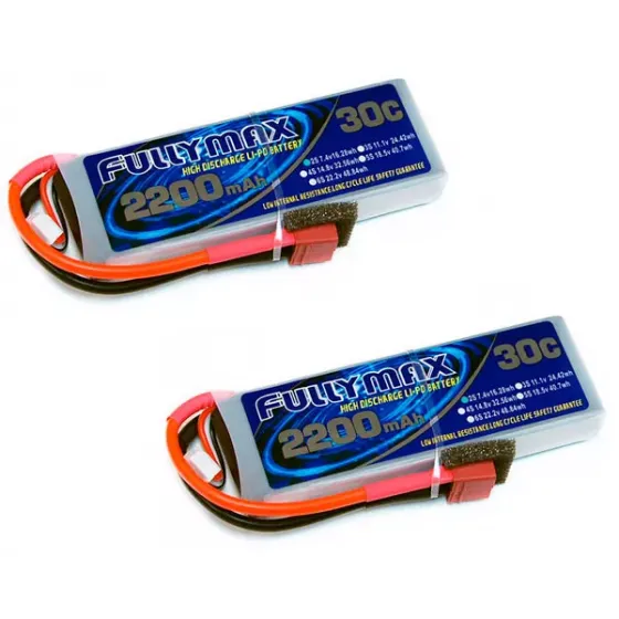 Аккумулятор Fullymax 7.4V 2200mAh Li-Po 2S 30C T-plug (2 шт.) фото 1