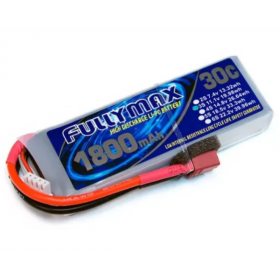 Аккумулятор Fullymax 11.1V 1800mAh Li-Po 3S 30C T-plug фото 1