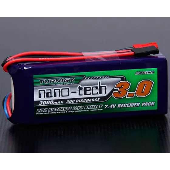 Аккумулятор Turnigy 7.4V 3000mAh 2S2P 20~40C Lipo, nano-tech, для приемника фото 1