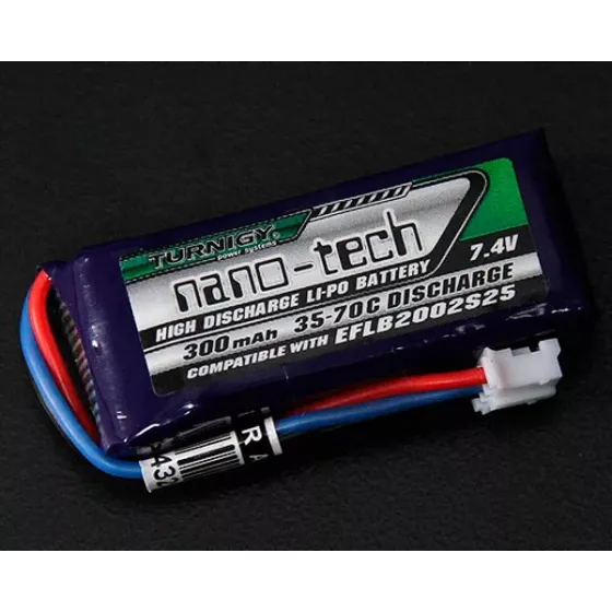 Аккумулятор Turnigy 7.4V 300mah 2S 35~70C Lipo, nano-tech (E-flite EFLB2002S25 micro series compatible) фото 1