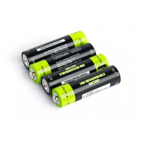 Аккумулятор Znter 1.5V 1250mAh AA USB Rechargeable LiPoly Battery (4 шт) фото 1