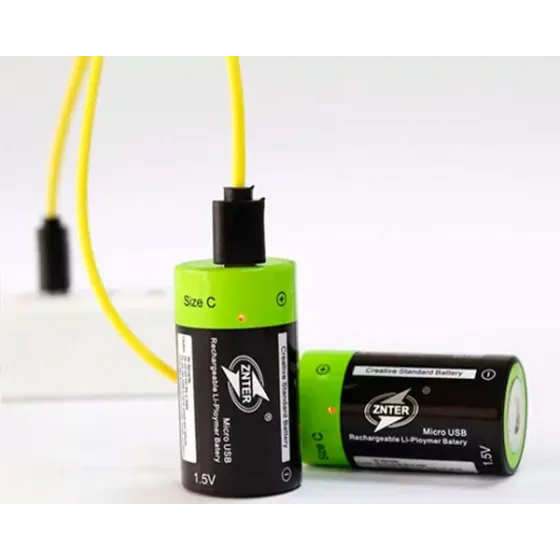 Аккумулятор Znter 1.5V 3000mAh C Size USB Rechargeable LiPoly Battery (2 шт) фото 3