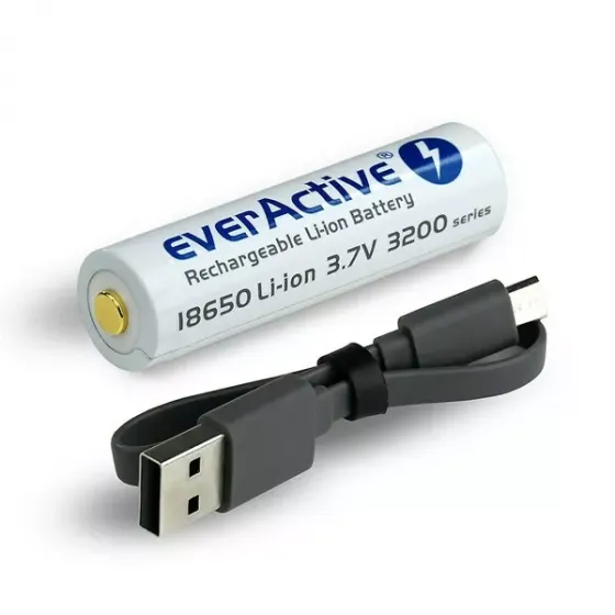 Аккумулятор Li-Ion 18650 EverActive 3200мАч 7А MicroUSB (с защитой) 1 шт фото 1