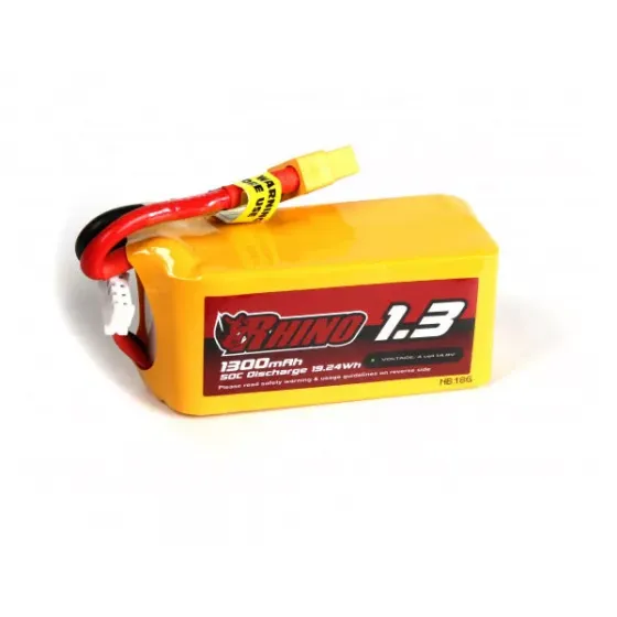 Аккумулятор Rhino 1300mAh 4S 50C Lipo Pack w/XT60 фото 1