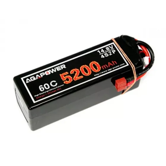 Аккумулятор AGA POWER Li-Po 5200mAh 14.8V 4S1P 60C Hardcase 48x47x138мм T-Plug фото 1