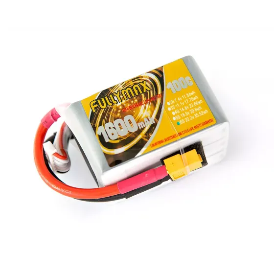 Аккумулятор Fullymax 22.2V 1600mAh Li-Po 6S 100C XT60 (180-220mm FPV Drone) фото 1