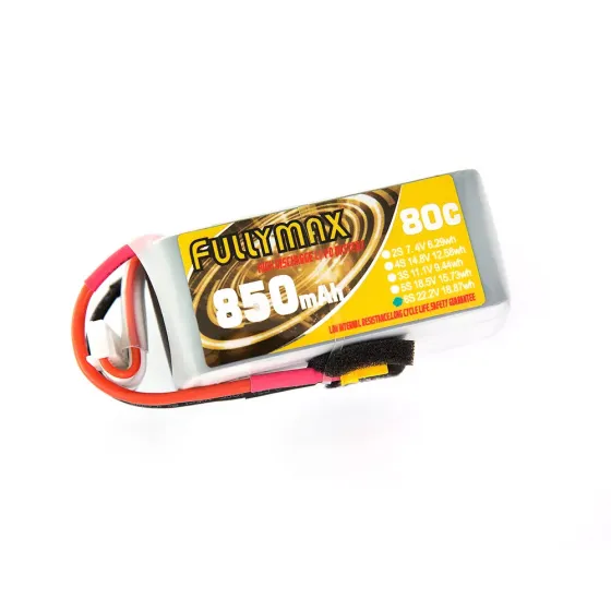 Аккумулятор Fullymax 22.2V 850mAh Li-Po 6S 80C XT30 (130-160mm FPV Drone) фото 1
