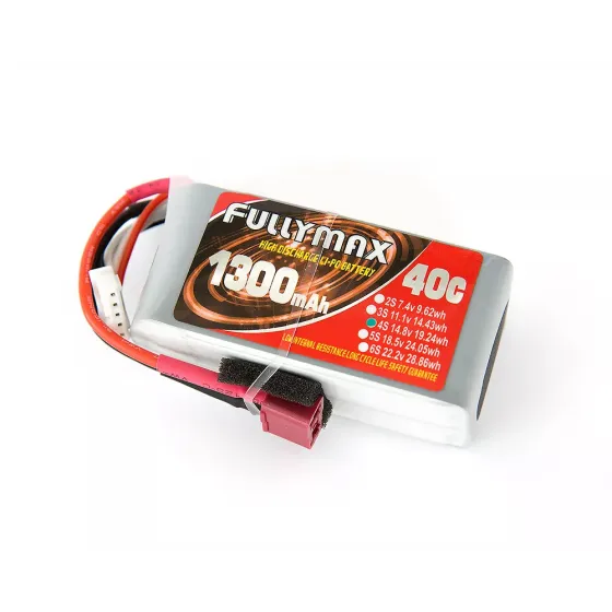 Аккумулятор Fullymax 14.8V 1300mAh Li-Po 4S 40C T-plug (250mm FPV) фото 1