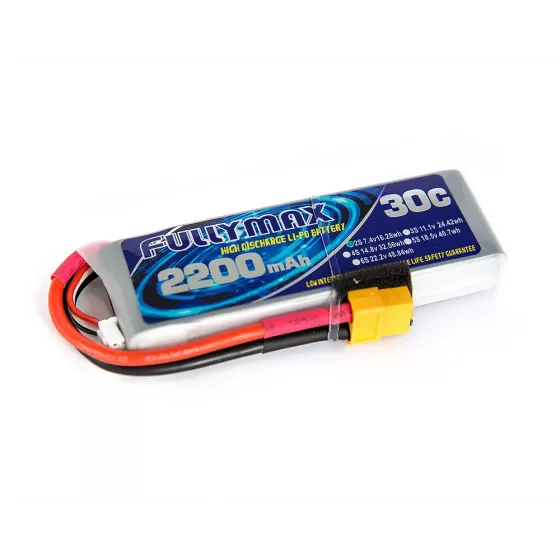 Аккумулятор Fullymax 7.4V 2200mAh Li-Po 2S 30C XT60 фото 1