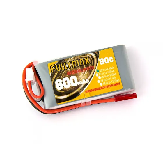 Аккумулятор Fullymax 7.4V 600mAh Li-Po 2S 80C JST фото 1