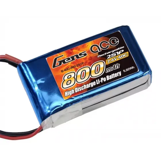 Аккумулятор Gens Ace LiPo 7,4В 800мАч 2S 40C JST-SYP (B-40C-800-2S1P) фото 1