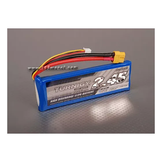 Аккумулятор 7.4V 2450mAh 2S 30C Lipo Pack (Turnigy, T2450.2S.30-1) фото 1