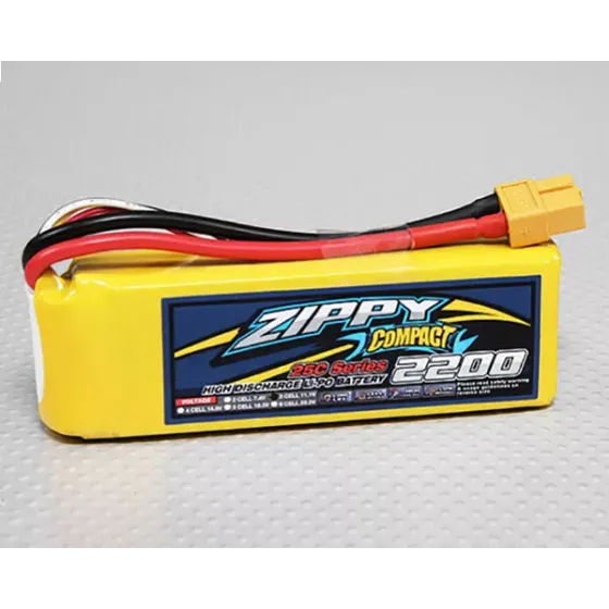Аккумулятор 11.1V 2200mAh 3S 25C ZIPPY Compact Lipo Pack фото 1