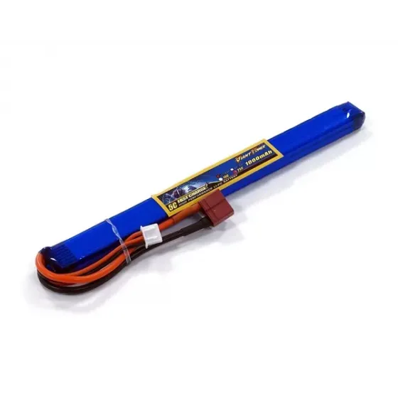 Аккумулятор для страйкбола Dinogy Li-Pol 7.4V 2S 1000mAh 25C 10х15х185мм T-Plug фото 1