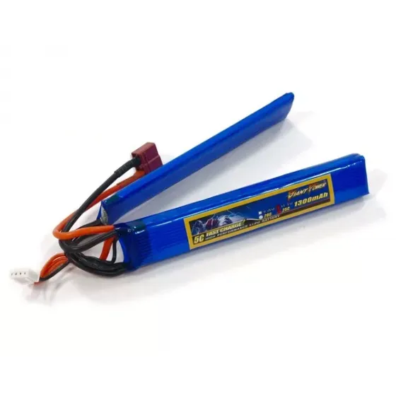 Аккумулятор для страйкбола Dinogy Li-Pol 11.1V 3S 1300mAh 25C 2 лепестка 12.5х21х130мм T-Plug фото 1