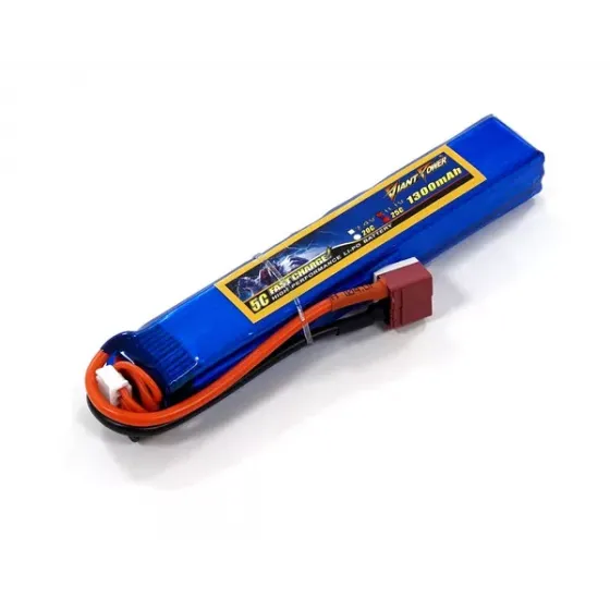 Аккумулятор для страйкбола Dinogy Li-Pol 11.1V 3S 1300mAh 25C 18х21х130мм T-Plug фото 1