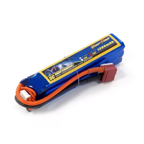 Аккумулятор для страйкбола Dinogy Li-Pol 11.1V 3S 1300mAh 25C 24х20х96мм T-Plug фото 1