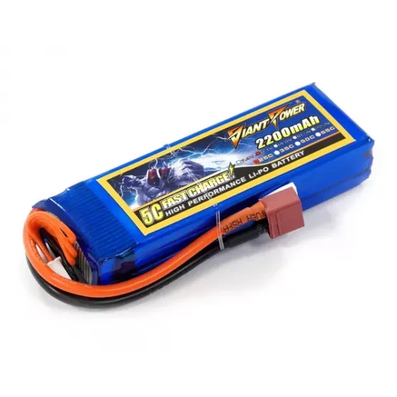 Аккумулятор для страйкбола Dinogy Li-Pol 11.1V 3S 2200mAh 25C 24х34х102мм T-Plug фото 1