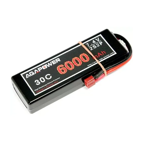 Аккумулятор Li-Po Aga Power Hardcase 7,4V 2S2P T-Plug (6000 mAh 30C) (AGA30-6000-2S-H) фото 1