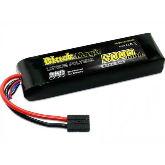 Аккумулятор Black Magic 11,1В(3S) 5000mAh Traxxas plug LiPo 45C Soft Case фото 1