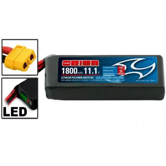 Аккумулятор Team Orion 11,1В(3S) 1800mah XT60 plug Li-Po 75C SoftCase Racing Drone Battery фото 1