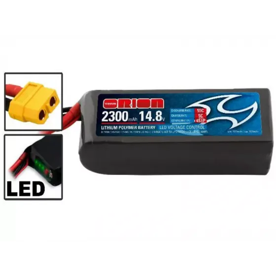 Аккумулятор Team Orion 14,8В(4S) 2300mah XT60 plug Li-Po 55C SoftCase XT60 Racing Drone Battery фото 1