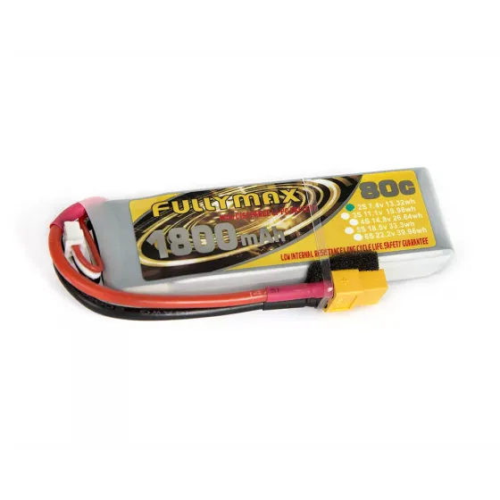Аккумулятор Fullymax 7.4V 1800mAh Li-Po 2S 80C XT60 фото 1