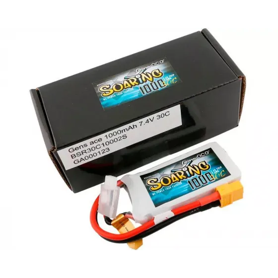 Аккумулятор Gens Ace LiPO 7,4В 1000мАг 2S 30C 69,5х54х11мм 63г XT60 (BSR30C10002S) фото 4