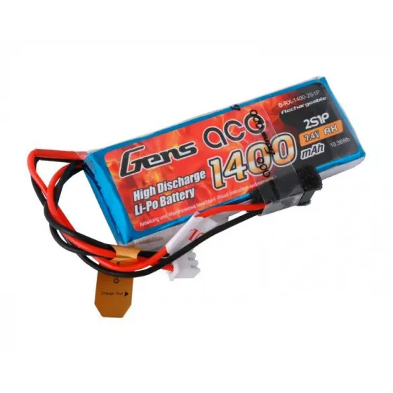 Аккумулятор Gens Ace LiPO 7,4В 1400мАг 2S 1С 76х30х13мм 57г JR (B-RX-1400-2S1P) фото 3