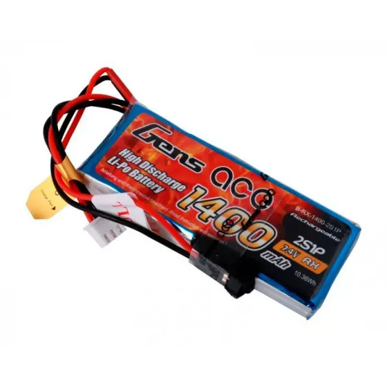 Аккумулятор Gens Ace LiPO 7,4В 1400мАг 2S 1С 76х30х13мм 57г JR (B-RX-1400-2S1P) фото 4
