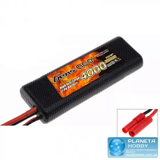 Аккумулятор Gens Ace Li-Po 7.4V 4000mAh 25C Hardcase 8 фото 1