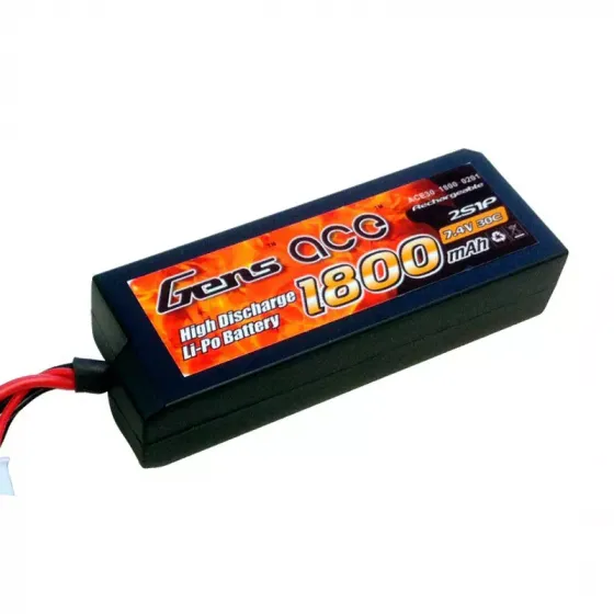 Аккумулятор Gens Ace Li-Po 7.4V 1800 Mah 2S1P 30C Hard Case фото 1