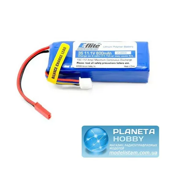 Аккумулятор E-Flite 3S LiPo 800mAh 11.1V 15C (EFLB0996) фото 1