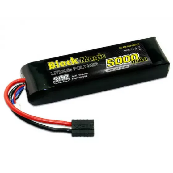 Аккумулятор Black Magic 11,1В(3S) 5000mAh Traxxas plug LiPo 30C Soft Case фото 1