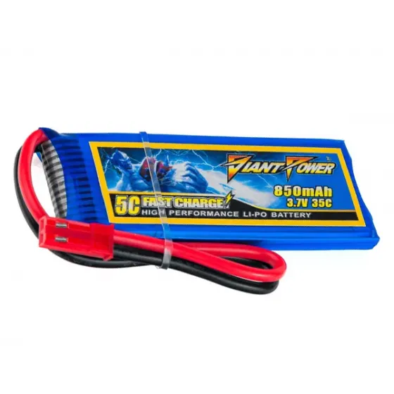 Аккумулятор Giant Power Li-Pol 850mAh 3.7V 1S 35C 7x30x52мм JST фото 1