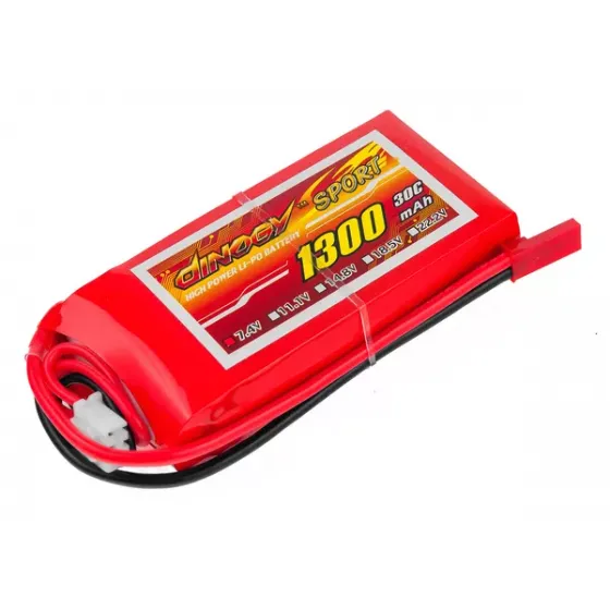 Аккумулятор Dinogy Sport Li-Po 1300mAh 7.4V 2S 30C JST фото 1