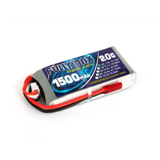 Аккумулятор Fullymax 7.4V 1500mAh Li-Po 2S 20C JST фото 1