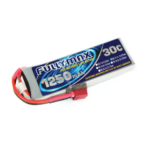 Аккумулятор Fullymax 11.1V 1250mAh Li-Po 3S 30C T-plug фото 1