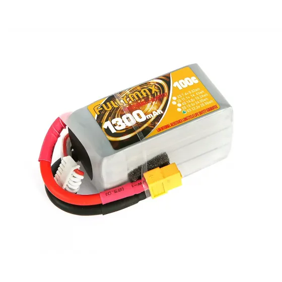 Аккумулятор Fullymax 22.2V 1300mAh Li-Po 6S 100C XT60 (FPV Drone) фото 1