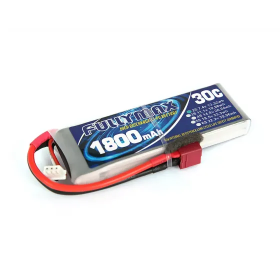 Аккумулятор Fullymax 7.4V 1800mAh Li-Po 2S 30C T-plug фото 1