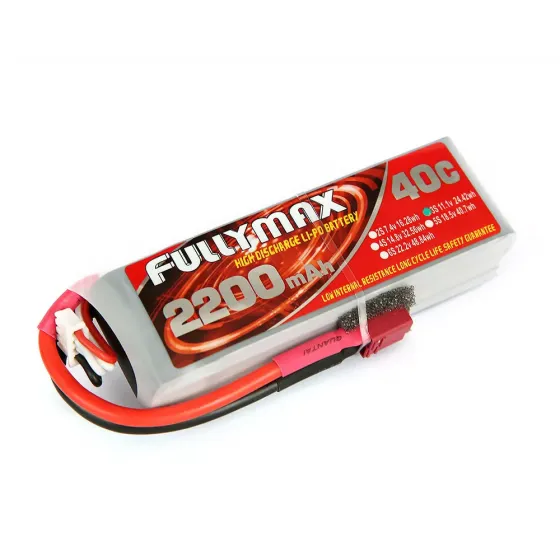 Аккумулятор Fullymax 11.1V 2200mAh Li-Po 3S 40C T-plug (для T-REX 450) фото 1