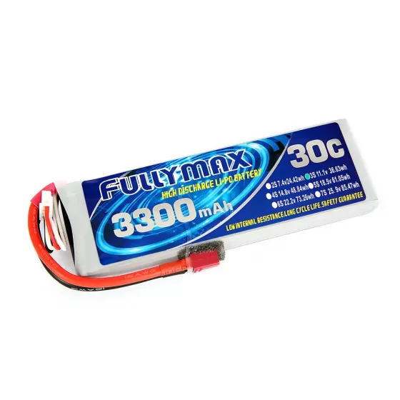 Аккумулятор Fullymax 11.1V 3300mAh Li-Po 3S 30C T-plug фото 1